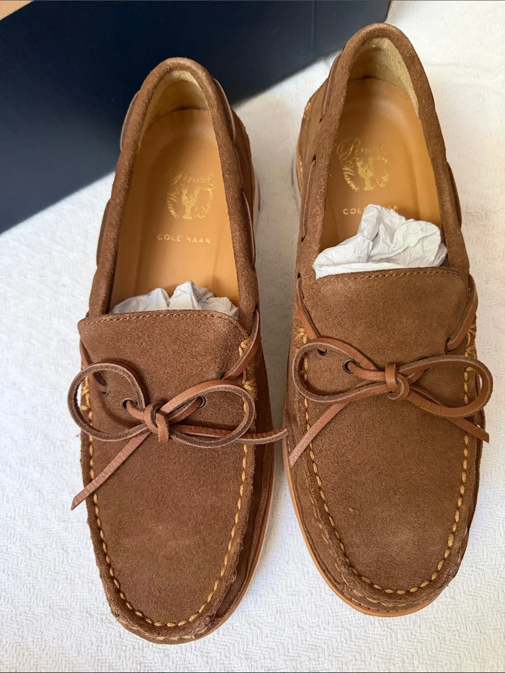 Cole Haan Brown Suede Leather-Lace Moccasin Loafers